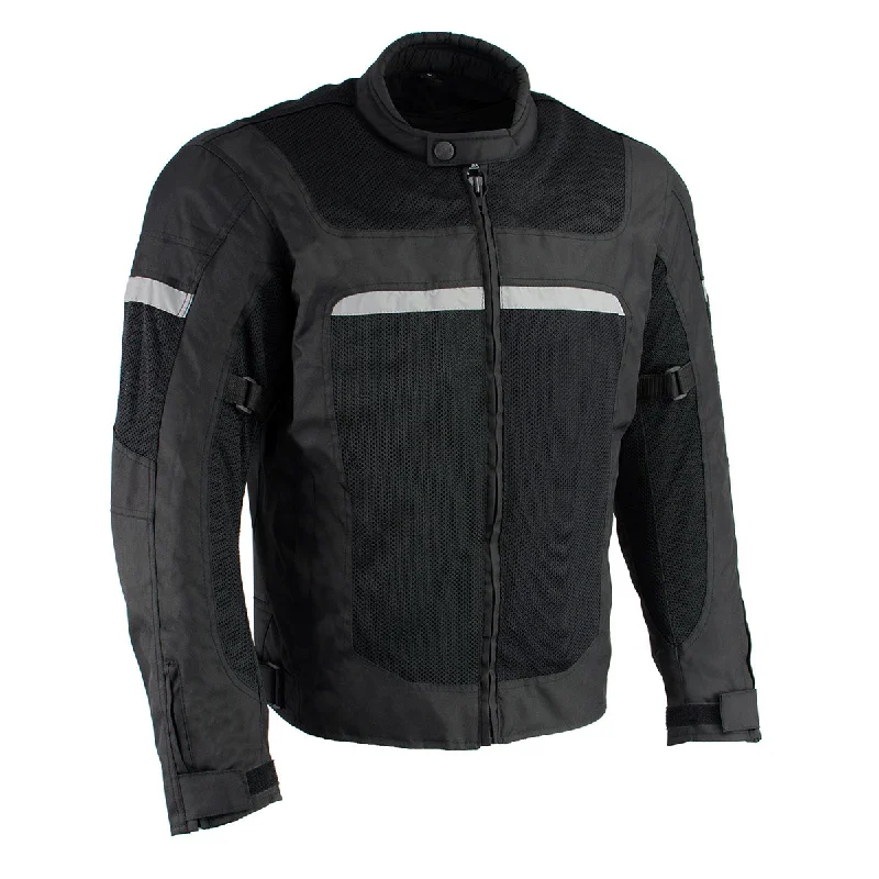 Cozy Fit Wear Milwaukee Leather MPM1794 Black Armored Mesh Racer Jacket with Reflective Piping for Men - All Season Jacket