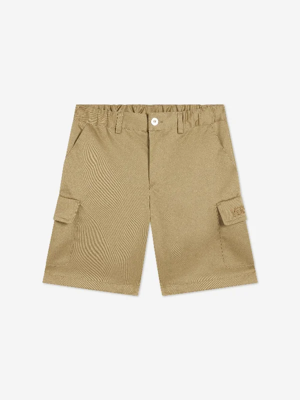 Relaxed Clothing Versace Boys Logo Cargo Shorts in Beige