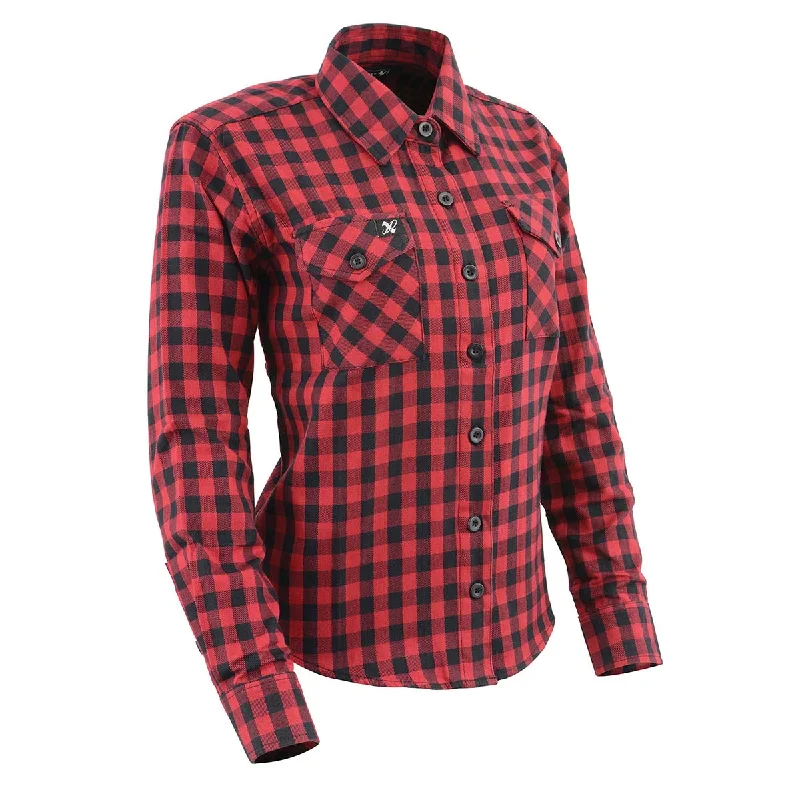 Sports And Leisure Milwaukee Leather MNG21609 Women's Casual Red and Black Long Sleeve Cotton Casual Flannel Shirt