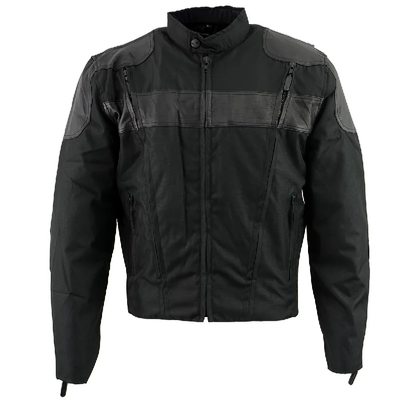 Smart Comfort Wear NexGen Men’s SH2177 Black Leather and Textile Vented Racer Jacket