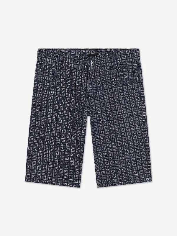 Personalized Design Givenchy Boys 4G Denim Shorts in Blue