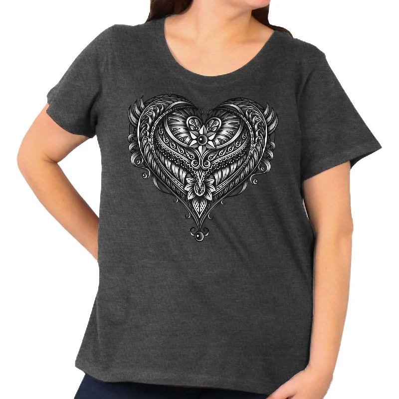 Everyday Outfits Hot Leathers GLD1507 Ornate Angel Wings Curvy Ladies T-Shirt