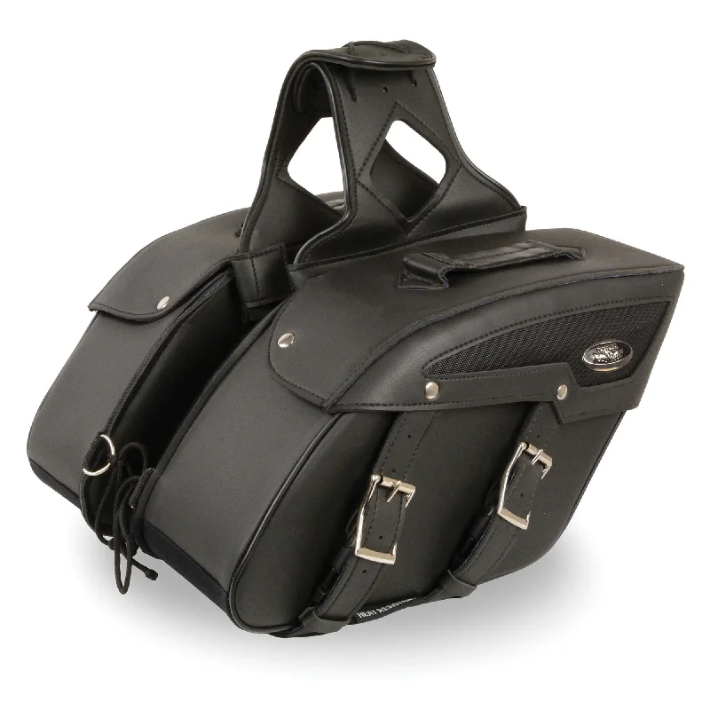 Unique Design Milwaukee Leather SH65801ZB Black Medium Zip-Off PVC Slanted Throw Over Motorcycle Saddlebags