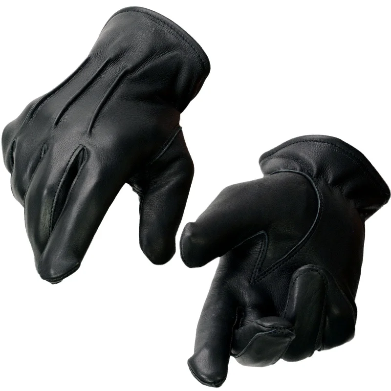 End Of The Year Milwaukee Leather SH865 Men's Black Thermal Lined Deerskin Motorcycle Hand Gloves W/ Sinch Wrist Closure