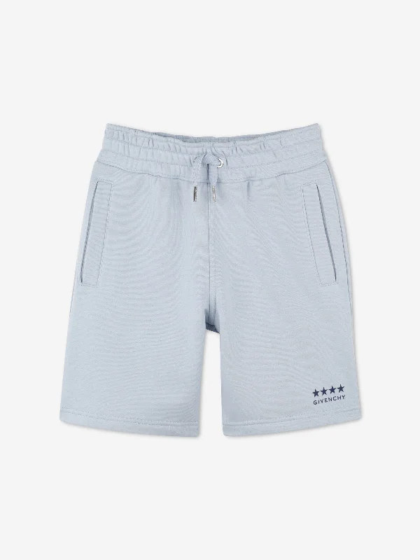 Slightly Flared Design Givenchy Boys Logo Shorts in Blue