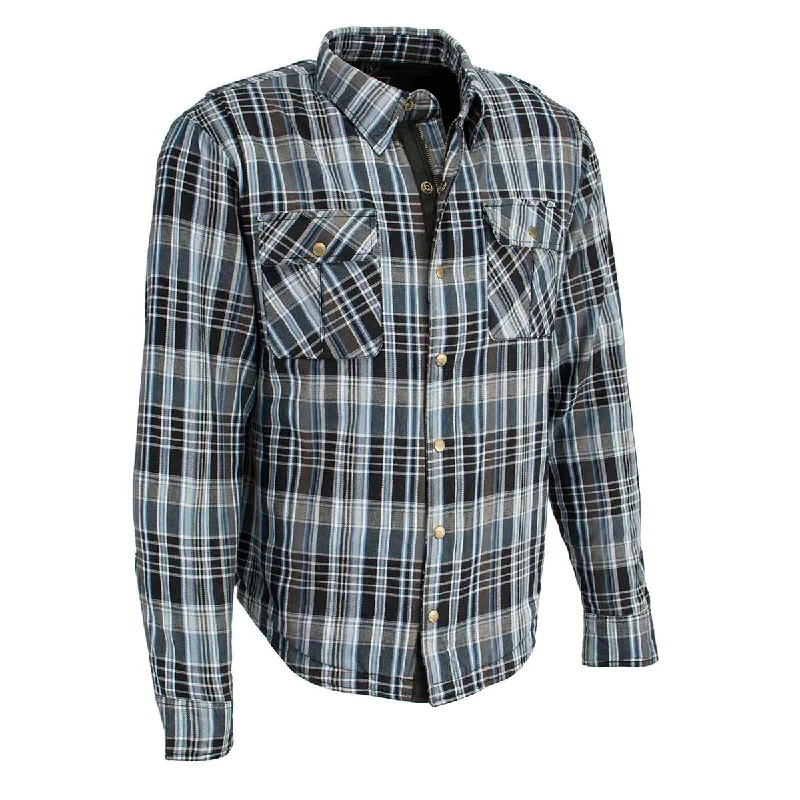 Cozy Fashion Trends Milwaukee Leather MPM1626 Men's Plaid Flannel Biker Shirt with CE Approved Armor - Reinforced w/ Aramid Fiber