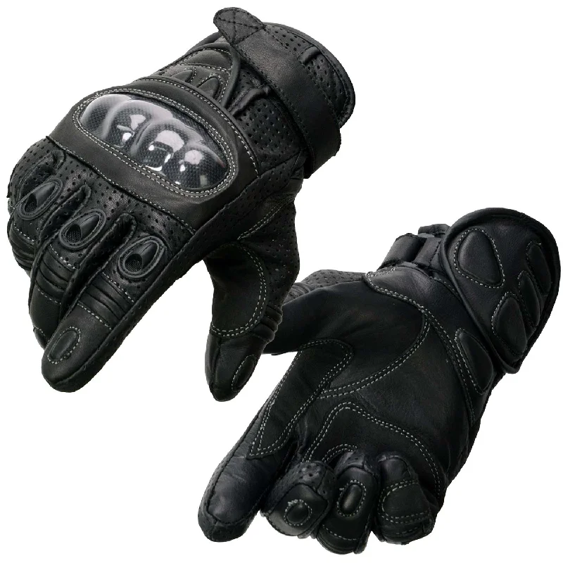 Soft Casuals Xelement XG298 Men's Black 'Knuckle Protect' Leather Protective Racing Gloves