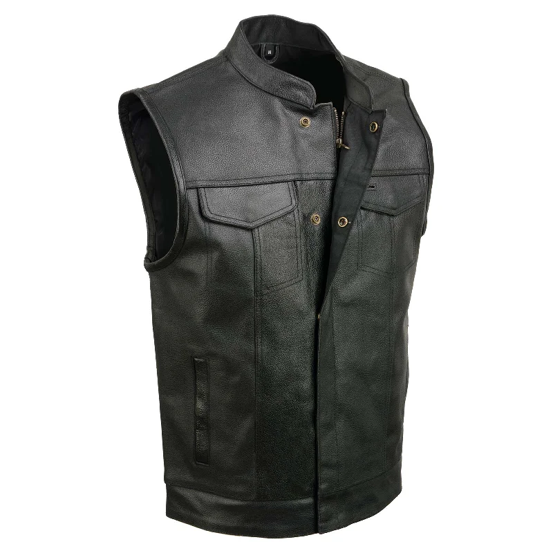 Personal Design Event Leather ELM3910 Black Motorcycle Leather Vest for Men w/ Dual Closure - Riding Club Adult Motorcycle Vests