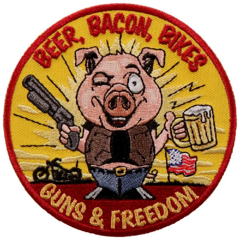 Simple Chic Hot Leathers PPA9753 Beer Bacon Bikes and Guns 4"x4" Patch