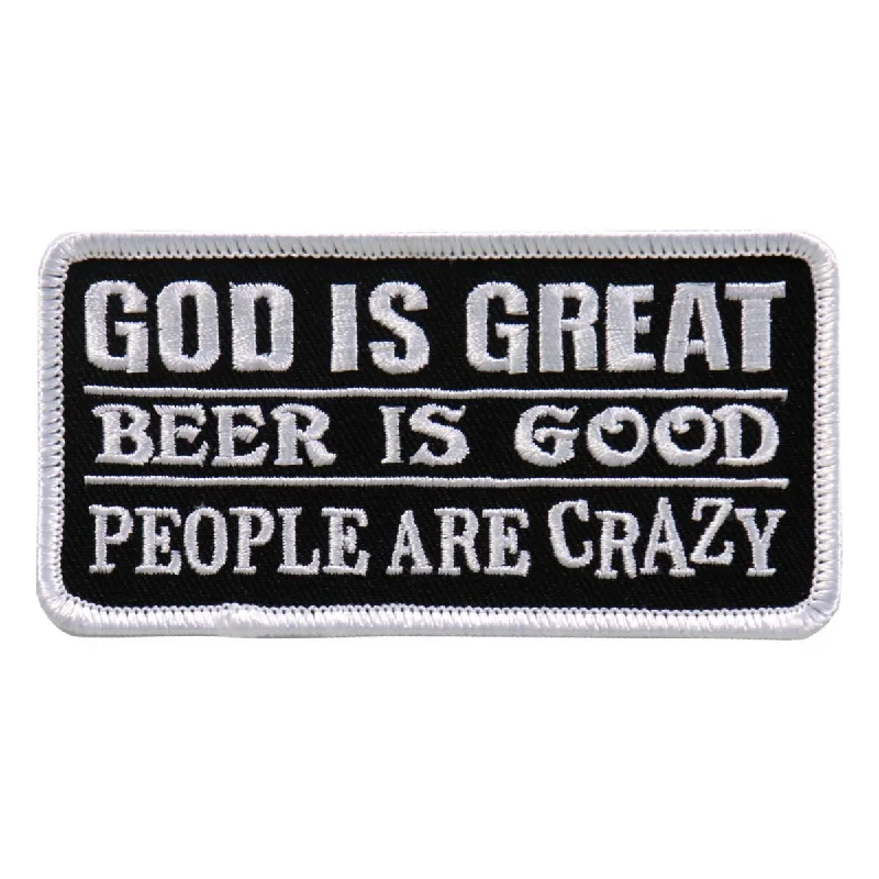 Relaxed Fit Hot Leathers PPL9637 God Is Great Beer Is Good 4"x2" Patch