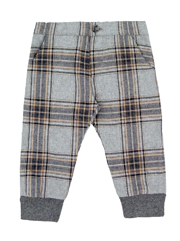 Daily Comfort Grey Plaid Jogging Trousers