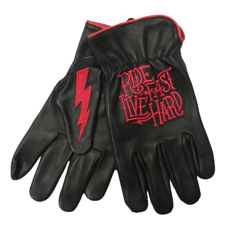 Cozy Essentials Wear Hot Leathers GVD2002 Uni-Sex Black 'Bolt' Deer Skin Leather Gloves