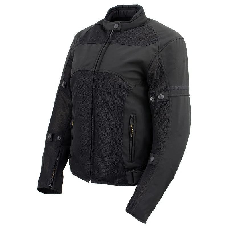 Sporty Comfort Xelement 'Gold Series' XS22005 Women's Black 'Cool Racer' Textile and Soft-Shell Scooter Biker Jacket with X-Armor