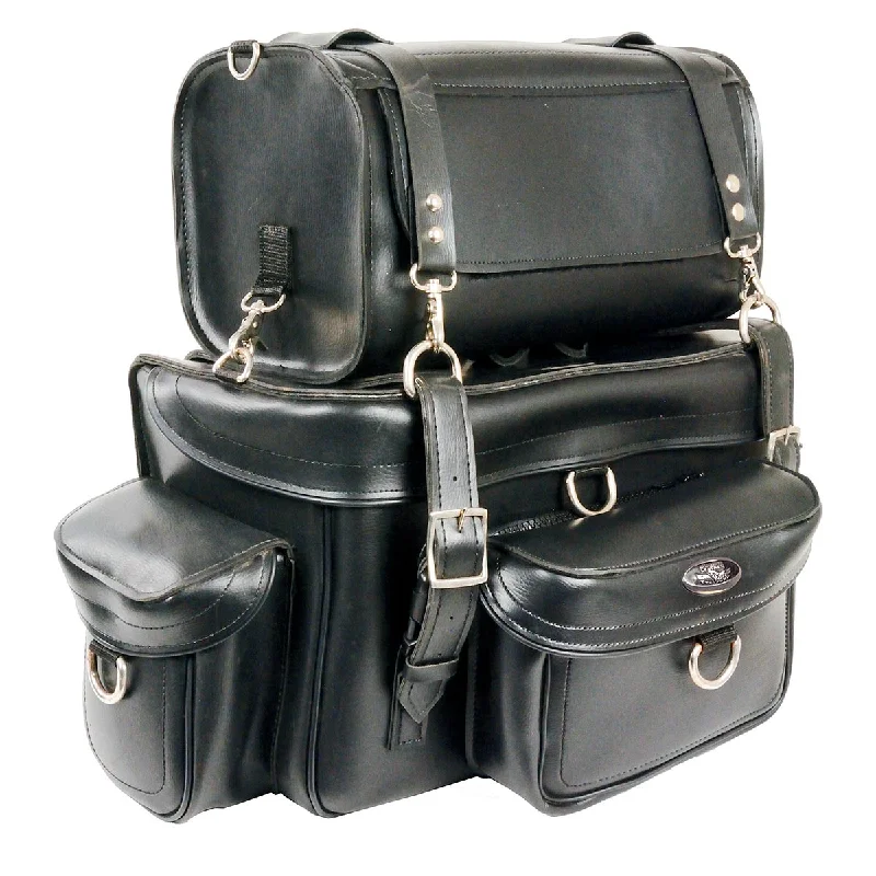 Casual And Versatile Milwaukee Leather MP8100 Large Black PVC 2-Piece Motorcycle Touring Pack Sissy Bar Bag