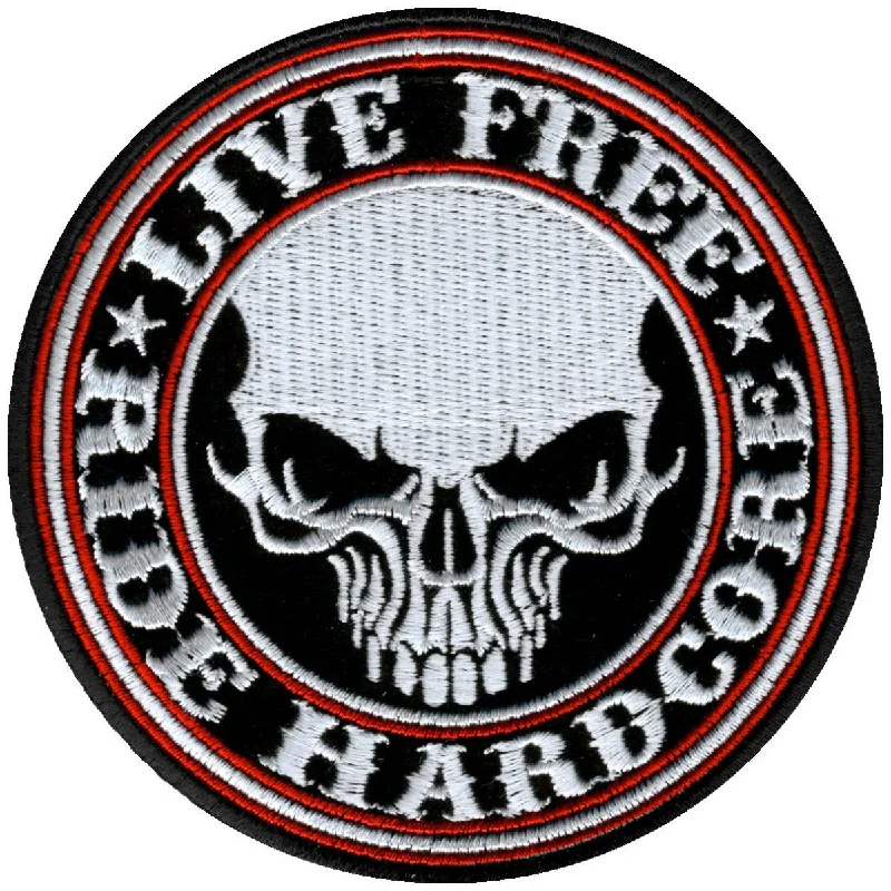 Casual And Casual Hot Leathers PPA5370 Live Free Ride Hardcore Skull Patch 4" x 4"