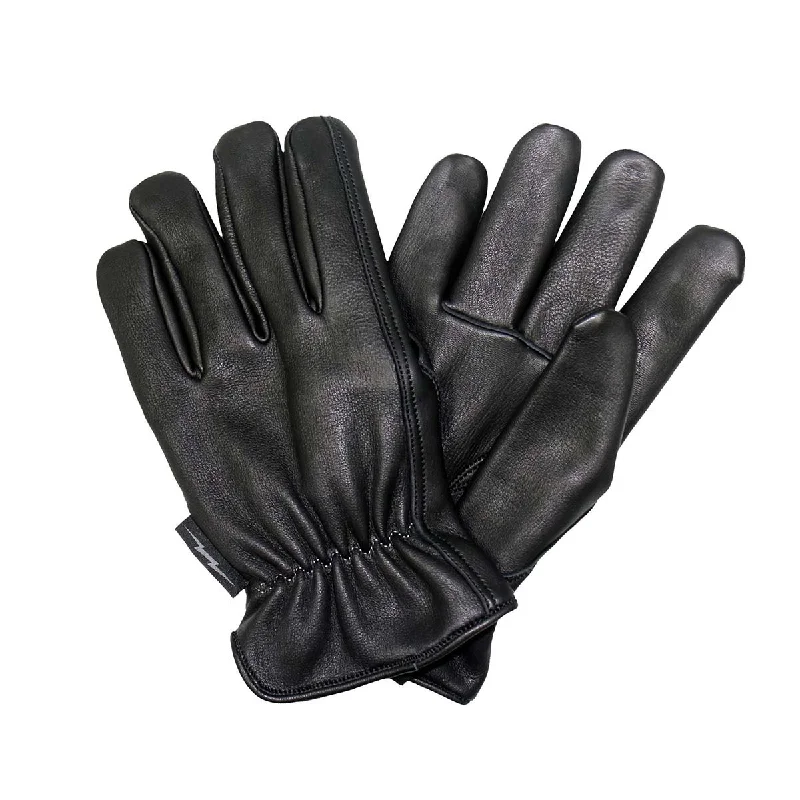 Comfortable Lifestyle Hot Leathers GVD2003 Uni-Sex 'Grey and Black Flannel Lined' Deer Skin Leather Gloves