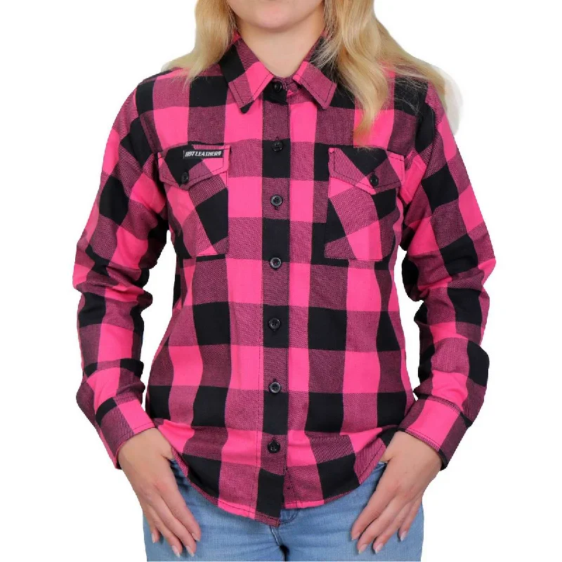 Personalized Wear Hot Leathers FLL3005 Women's Black and Pink Long Sleeve Flannel