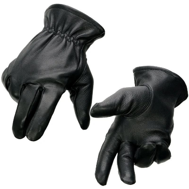 Stylish Fit Milwaukee Leather SH858 Men's Black Thermal Lined Deerskin Motorcycle Hand Gloves W/ Sinch Wrist Closure