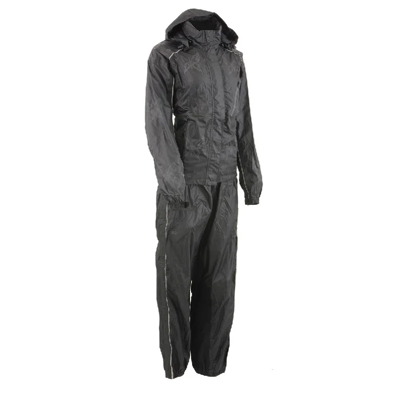 Soft Comfort NexGen SH2342 Women's Black Water Resistant Rain Suit with Reflective Butterflies