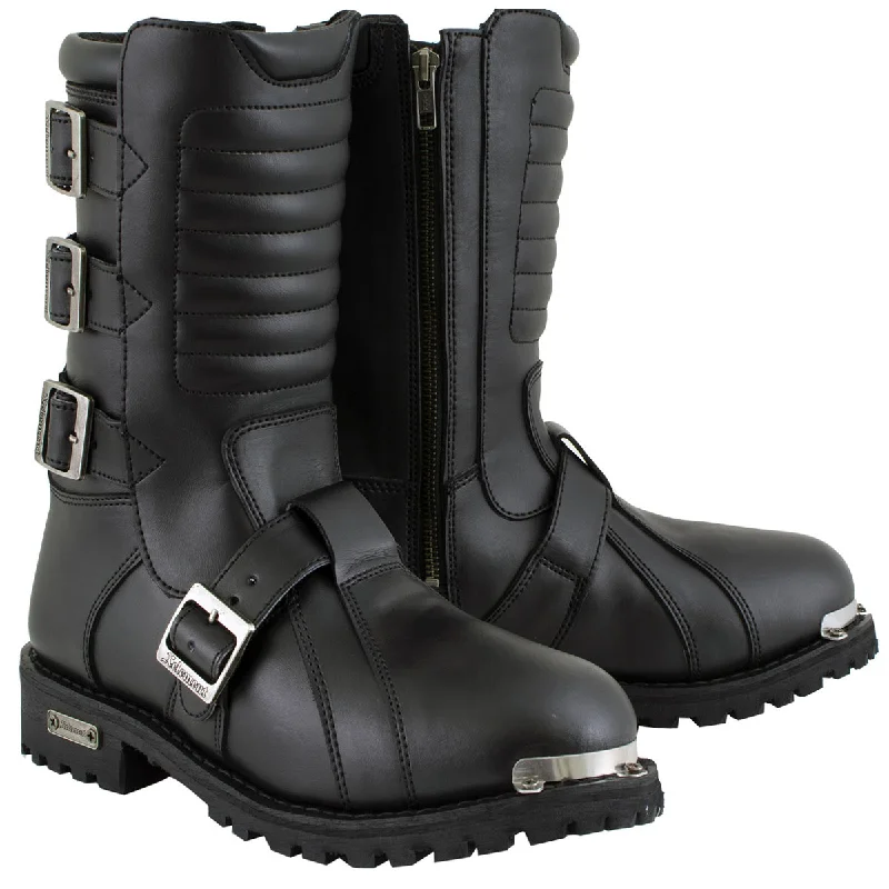 French Style Xelement 1503 Men's Executioner Black Premium Leather Motorcycle Riders Boots