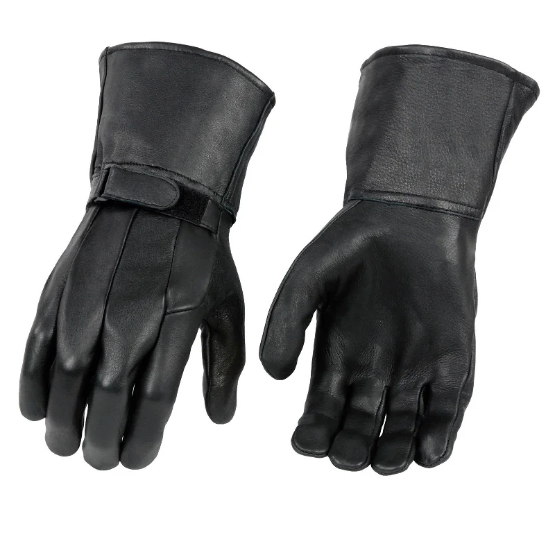 Warm Chic Outfits Milwaukee Leather Men's Gauntlet Motorcycle Hand Gloves-Deerskin Adjustable Wrist Strap Closure Thermal Lined-SH864th