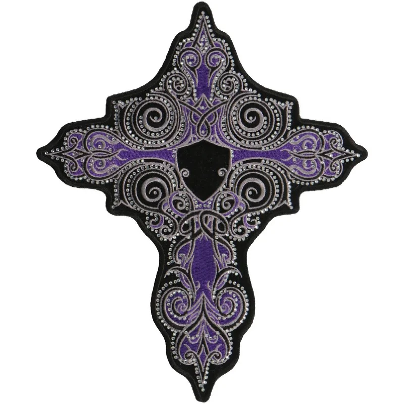 Cozy Pants Hot Leathers PPC3277 9 Inch Purple Stone Cross Patch