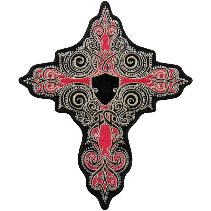Street Fashion Hot Leathers PPC3267 9 Inch Pink Stone Cross Patch