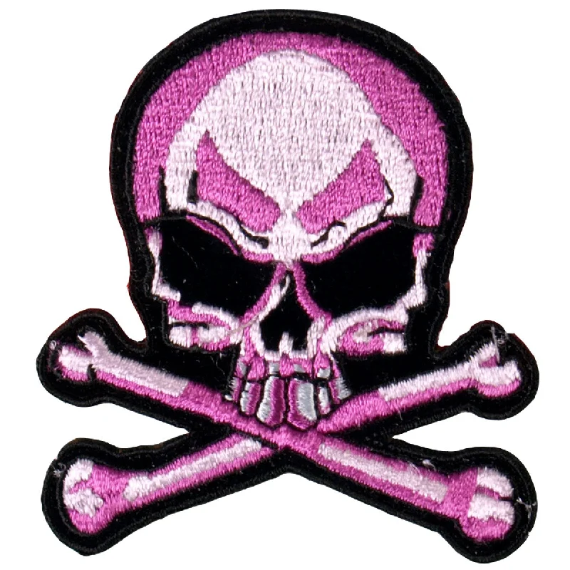 Soft Wear Hot Leathers PPA1902  Pink Skull and Crossbones 3" x 3" Patch