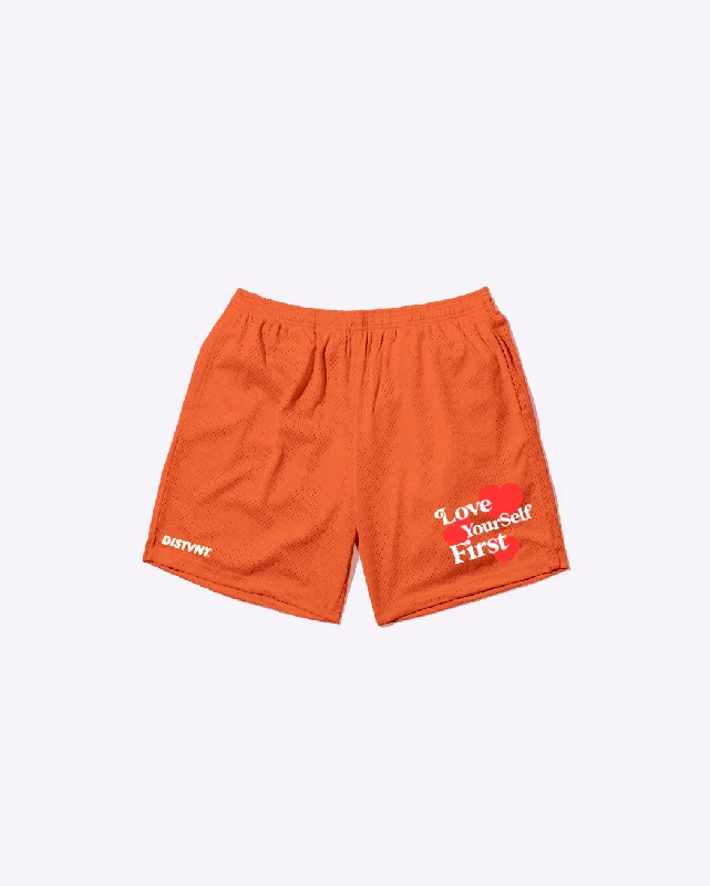 Relaxed Chic Love Yourself First Mesh Shorts
