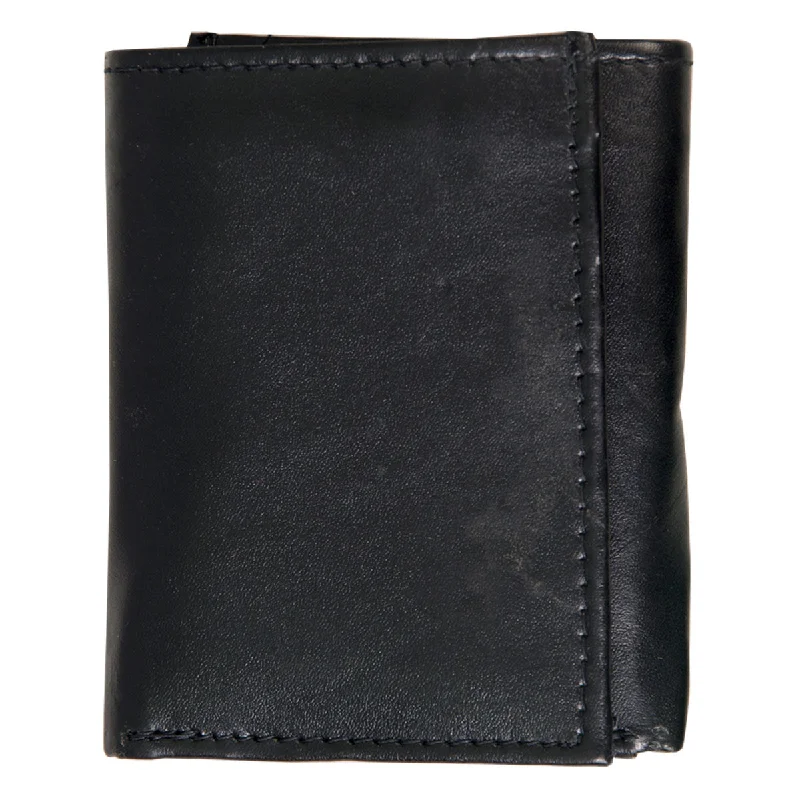 Denim Design Hot Leathers WLD1011 Black Leather Tri-Fold Wallet