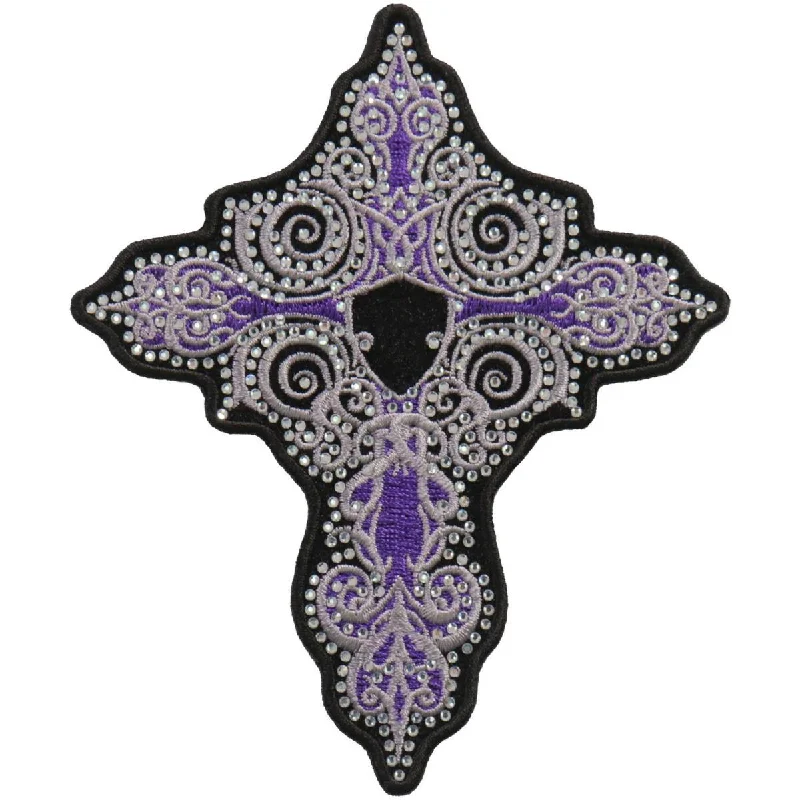 Elegant Style Hot Leathers PPC3275 5 Inch Rhinestone Purple Cross Patch