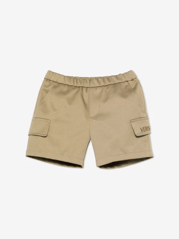Design Perception Versace Baby Boys Logo Cargo Shorts in Beige