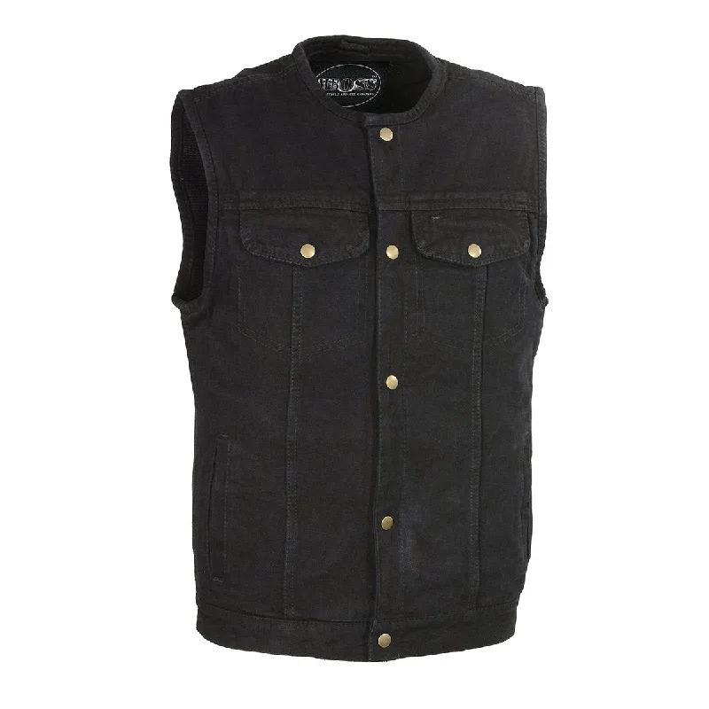 Casual Elegance M-Boss Apparel BOS13521 Men's Black Denim Club Style Motorcycle Rider Vest with Conceal/Carry Pockets