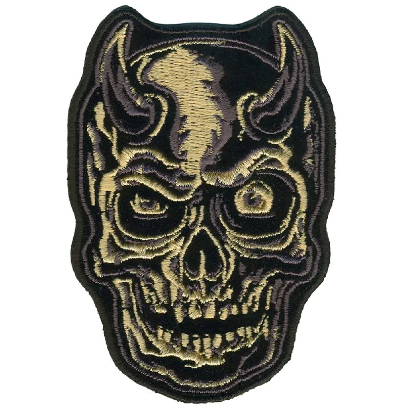Trendy Items Hot Leathers PPQ1210 Devil Horn Skull Grey 3.5" Patch