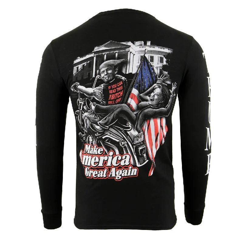 High-end Fabrics Biker Clothing Co. BCC117012 Men's Black 'Make America Great Again' Motorcycle Long Sleeve T-Shirt