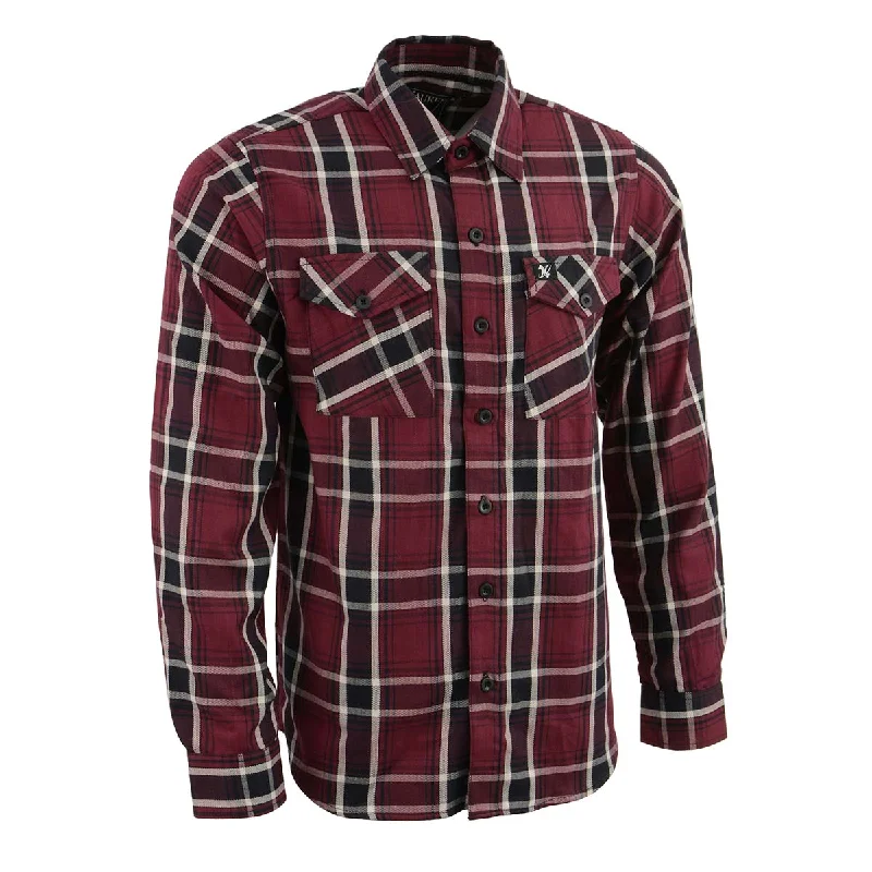 Slim Fit Milwaukee Leather Men's Flannel Plaid Shirt Maroon Black and White Long Sleeve Cotton Button Down Shirt MNG11640 Slim Fit Milwaukee Leather Men's Flannel Plaid Shirt Maroon Black and White Long Sleeve Cotton Button Down Shirt MNG11640