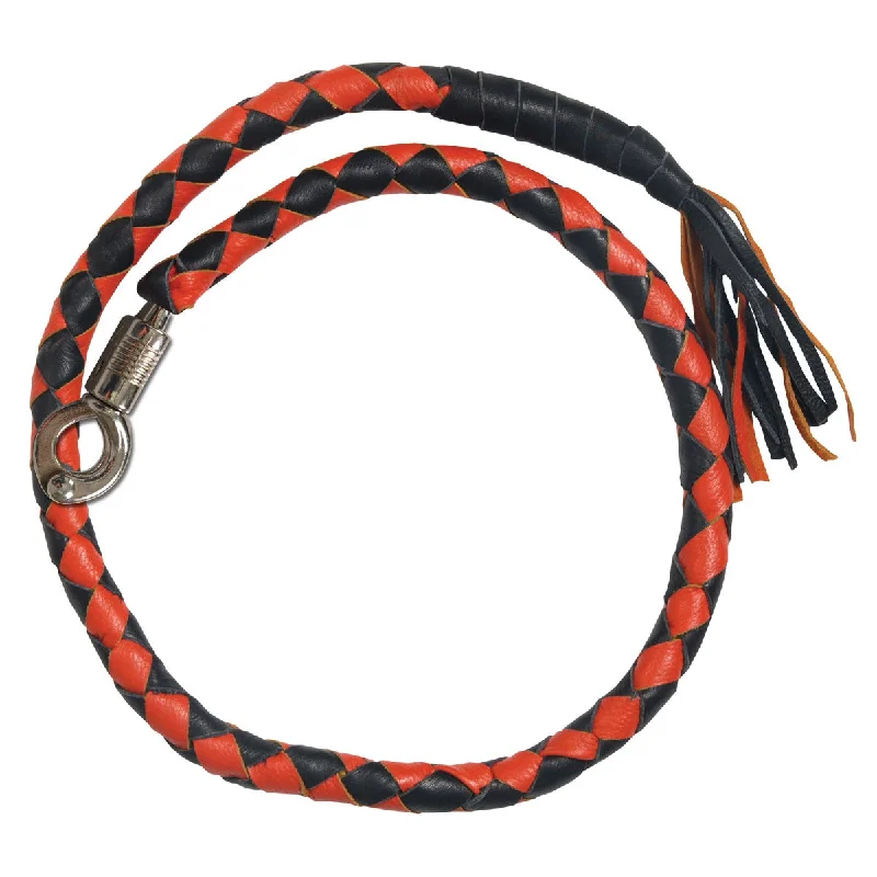 Romantic And Fresh Hot Leathers MWH1104 ‘Get Back’ Genuine Black and Orange Leather Whip