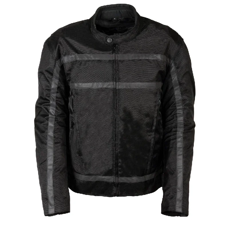 Comfortable Fashion NexGen SH2095 Men's 'Racer' Black Textile Reflective Motorcycle Jacket