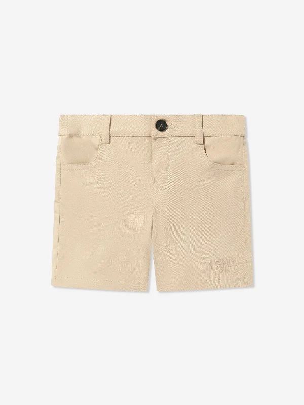 Elegant And Lazy Fendi Baby Boys Gabardine Shorts in Beige