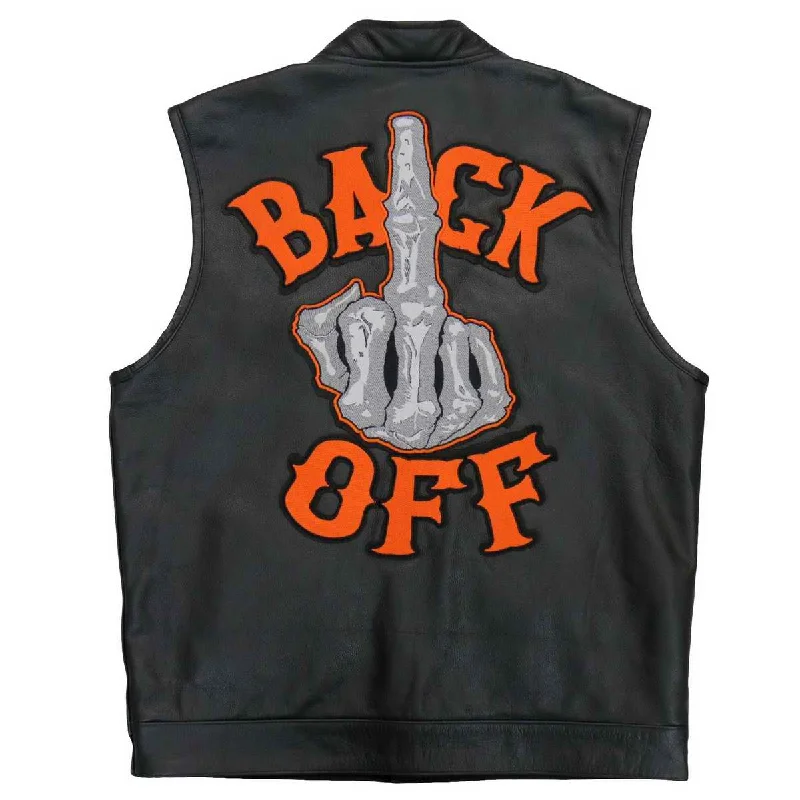 Simple Comfort Hot Leathers VSM2002 Men's Black 'Back Off Finger' Conceal and Carry Leather Vest