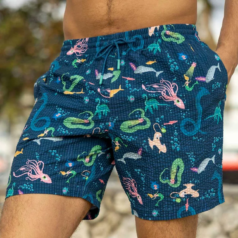 Lounge Chic The Deep – Stretch Seersucker Hybrid Shorts