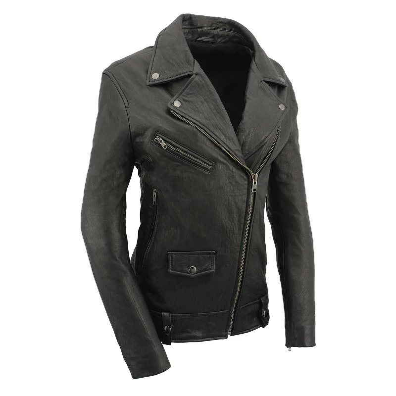 Personalized Design Milwaukee Leather Women's Black Premium New Zealand Lambskin Motorcycle Style Leather Jacket SFL2875