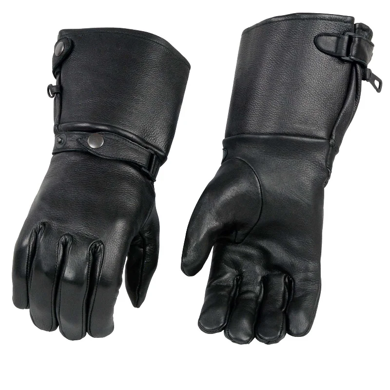 Comfortable Fashion Milwaukee Leather Men's Gauntlet Motorcycle Hand Gloves- Deerskin Long Cuff with Snap Closure Thermal Lined-SH857