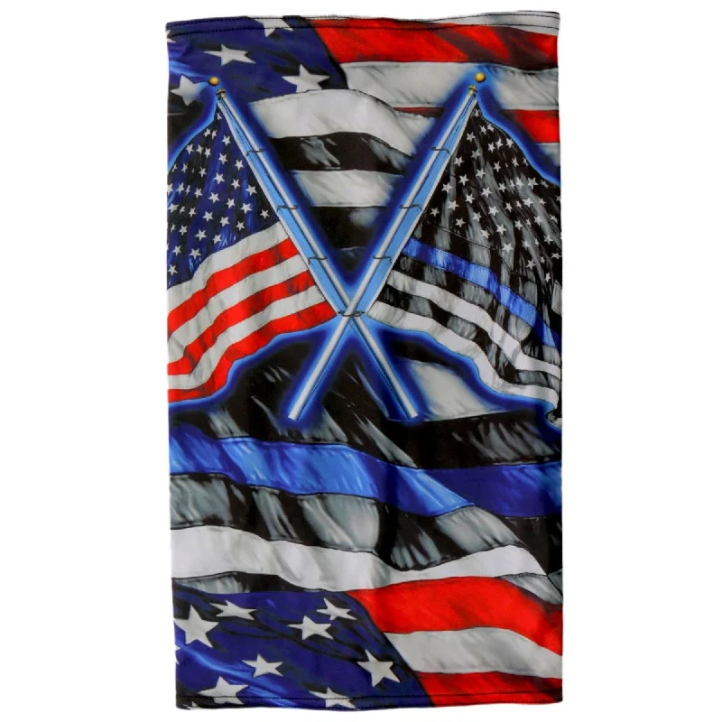 Unique Prints Hot Leathers HWN2031 Blue Line Flag Neck Gaiter