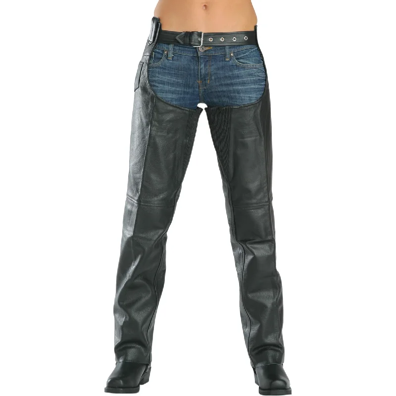 Single-shoulder Neck Design Xelement 7553 Women's Black 'Advanced Dual Comfort' Leather Chaps