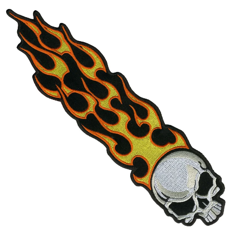 Celebrity Style Hot Leathers PPA1192 Long Flaming Skull 1" x 5" Patch