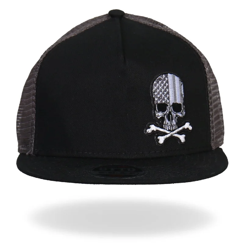 Stylish Wear Hot Leathers GSH2004 Flag Skull Snap Back Ball Hat