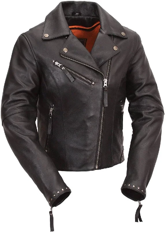 Eye-catching Personality First Manufacturing FIL159NOCZ Women's Black Scarlett Motorcycle Leather Jacket Eye-catching Personality First Manufacturing FIL159NOCZ Women's Black Scarlett Motorcycle Leather Jacket