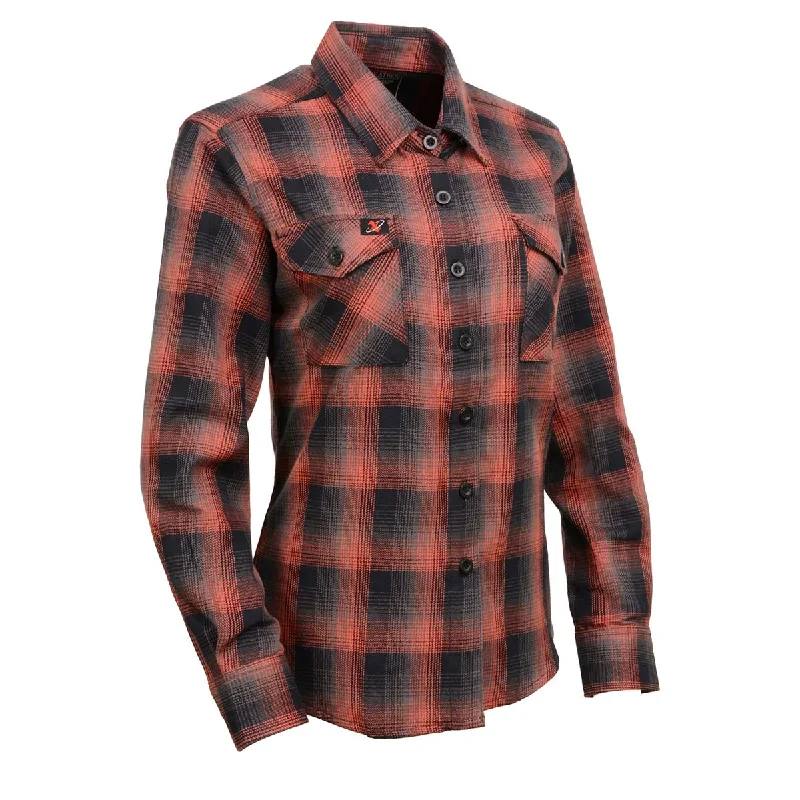 Personalized Outfit Milwaukee Leather MNG21607 Women's Casual Red and Black Long Sleeve Cotton Casual Flannel Shirt