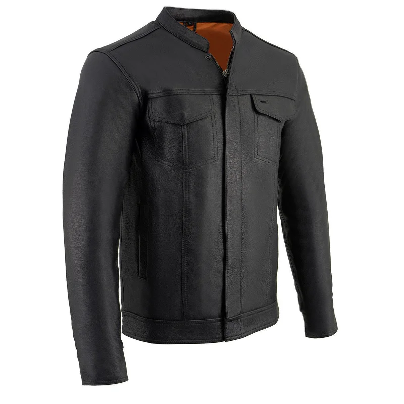 Exquisite Craftsmanship Milwaukee Leather MLM1610 Men's Club Style Black Casual Biker Leather Shirt with Dual Closure